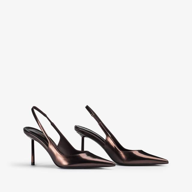 Le Silla Slingback metallizzata marrone fondente Novità