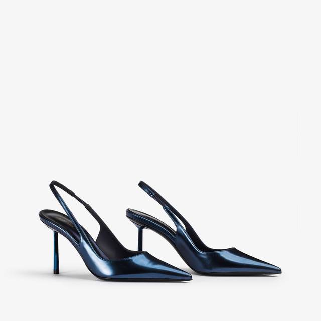 Le Silla Slingback metallizzata blu danubio Presa