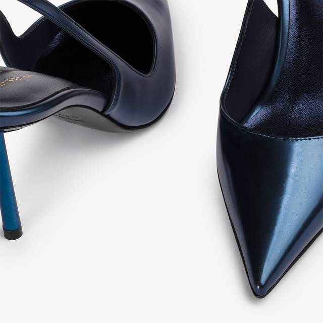 Le Silla Slingback metallizzata blu danubio Presa