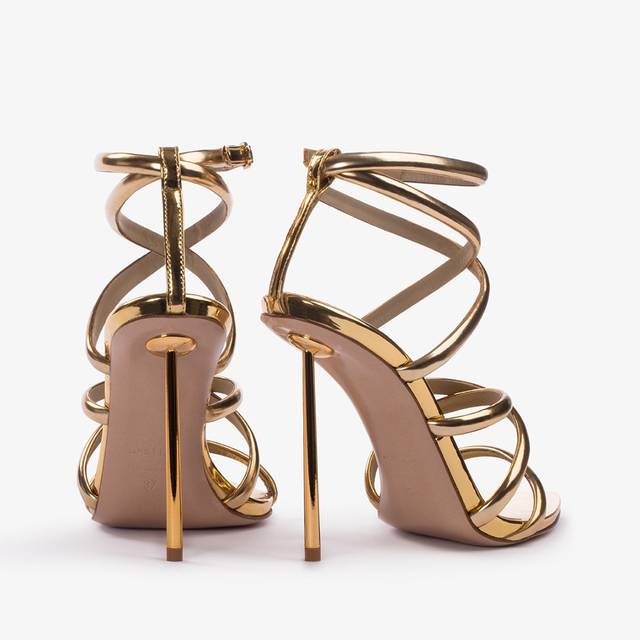 Le Silla Sandalo con fasce incrociate metallizzato oro pepita In Saldo