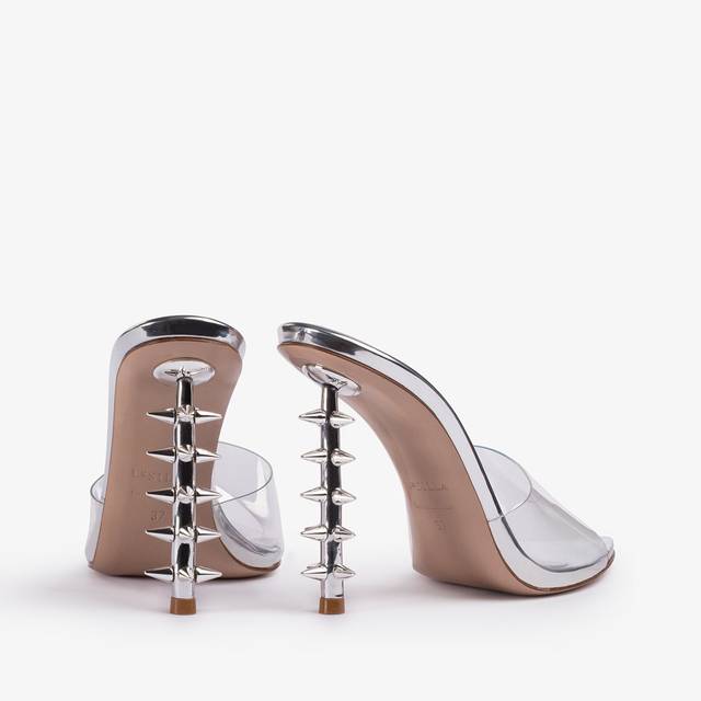 Le Silla Sandalo mule plexy argento con borchie Fino al 60% di sconto