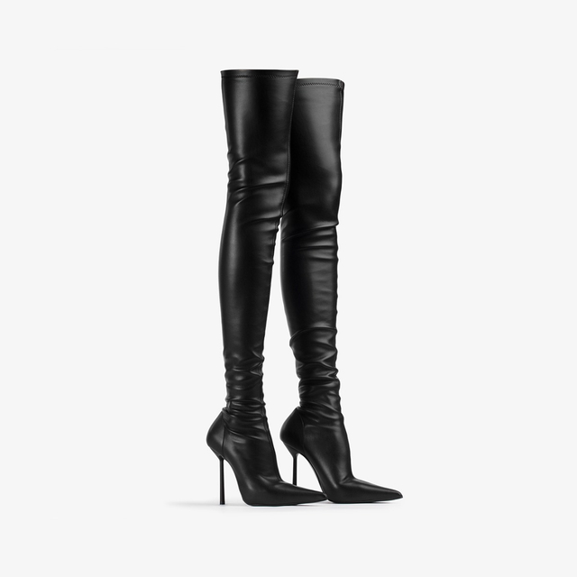 Le Silla Stivale sopra il ginocchio pelle vegan stretch nero Outlet