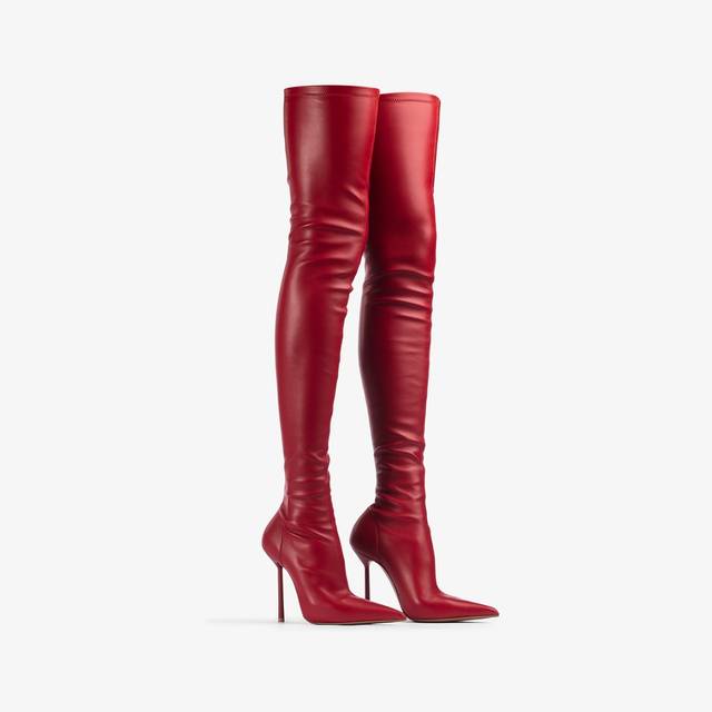 Le Silla Stivale sopra il ginocchio pelle vegan stretch rosso Saldi
