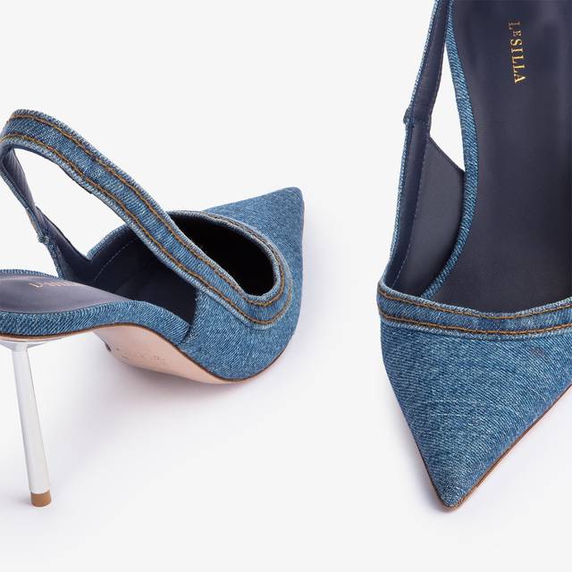 Le Silla Slingback denim blu Vendita Calda