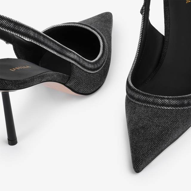 Le Silla Décolleté denim nera Vendita Economica