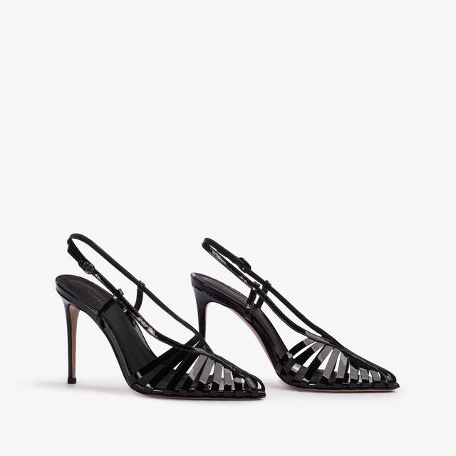 Le Silla Slingback con listini vernice nera Saldi Di Fabbrica