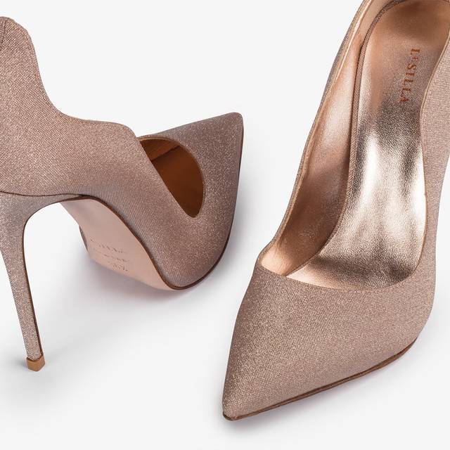 Le Silla Décolleté glitter nude skin Moda