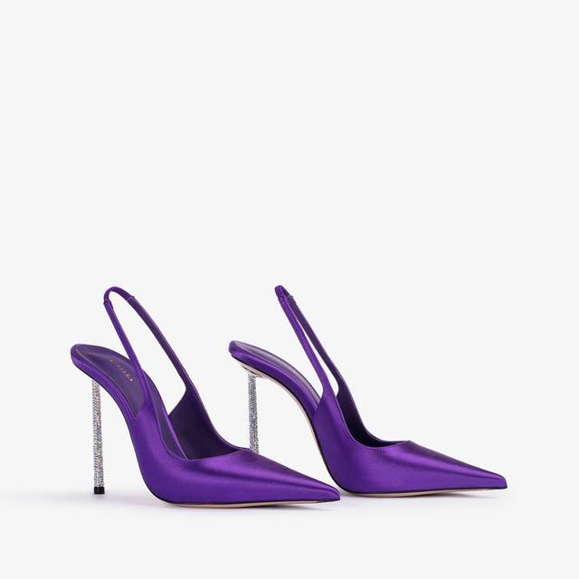 Le Silla Slingback raso viola kamala Spedizione Gratuita