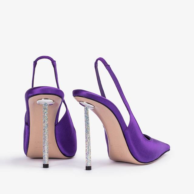 Le Silla Slingback raso viola kamala Spedizione Gratuita