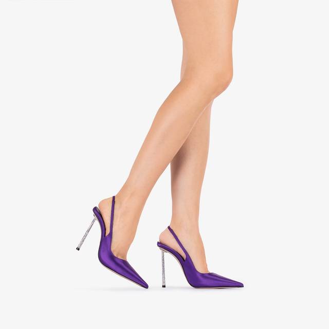 Le Silla Slingback raso viola kamala Spedizione Gratuita
