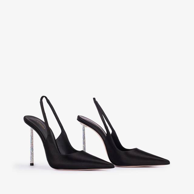 Le Silla Slingback raso nero Pezzi Unici