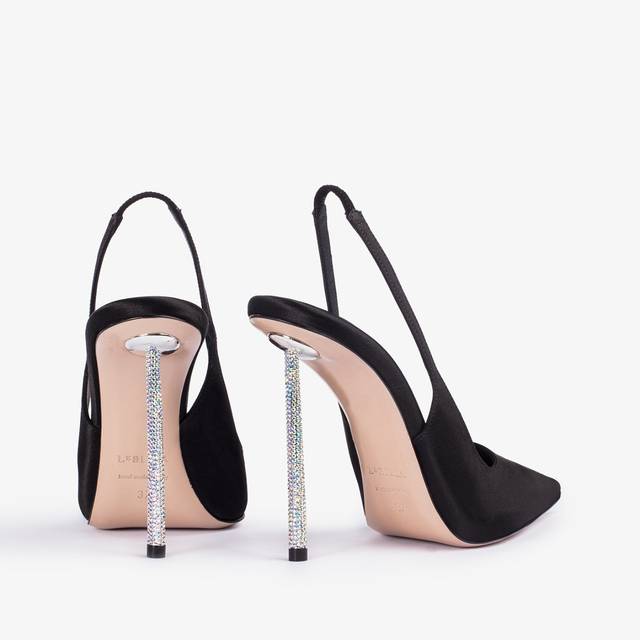 Le Silla Slingback raso nero Pezzi Unici