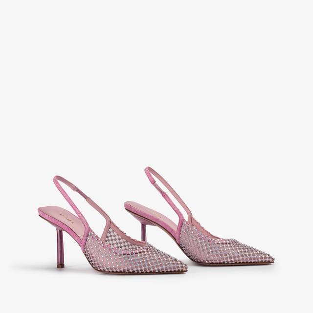 Le Silla Slingback gioiello rete denim rosa dea Saldi Di Fabbrica