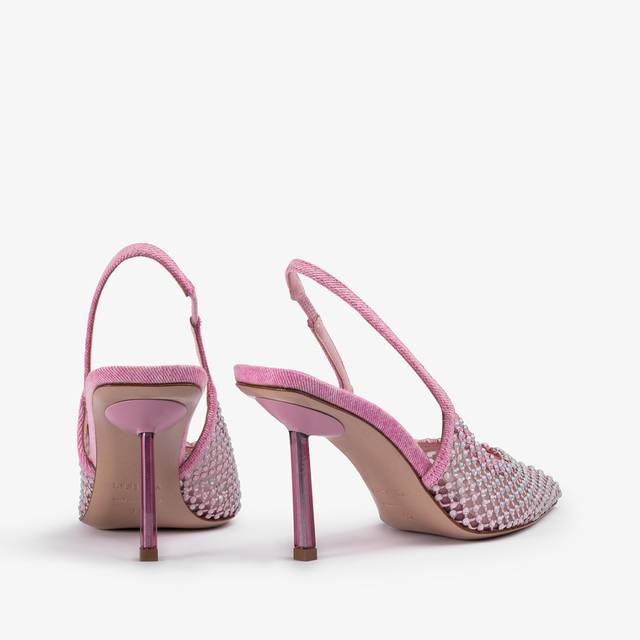 Le Silla Slingback gioiello rete denim rosa dea Saldi Di Fabbrica