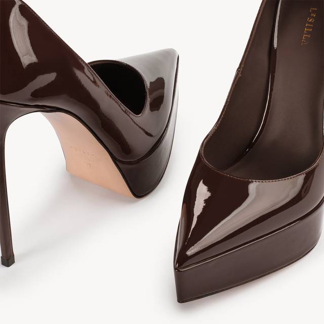 Le Silla Décolleté con plateau vernice marrone fondente In Saldo