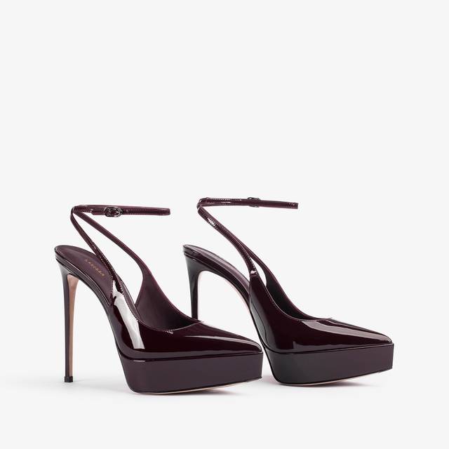 Le Silla Slingback con plateau vernice rossa cherry Nuova