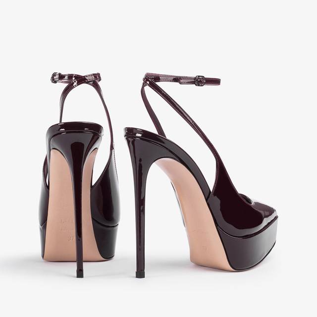 Le Silla Slingback con plateau vernice rossa cherry Nuova
