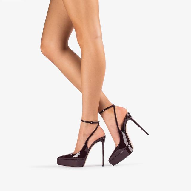 Le Silla Slingback con plateau vernice rossa cherry Nuova
