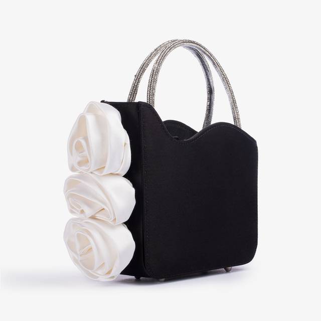Le Silla Mini bag raso nero e Cristalli con rose Negozi Online