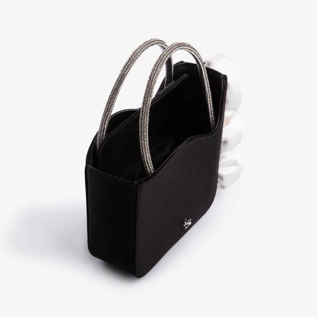 Le Silla Mini bag raso nero e Cristalli con rose Negozi Online