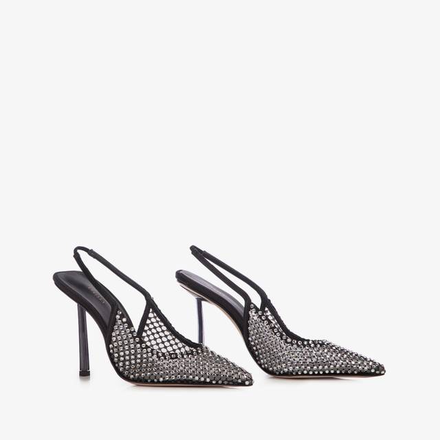 Le Silla Slingback gioiello rete nera Consegna Veloce
