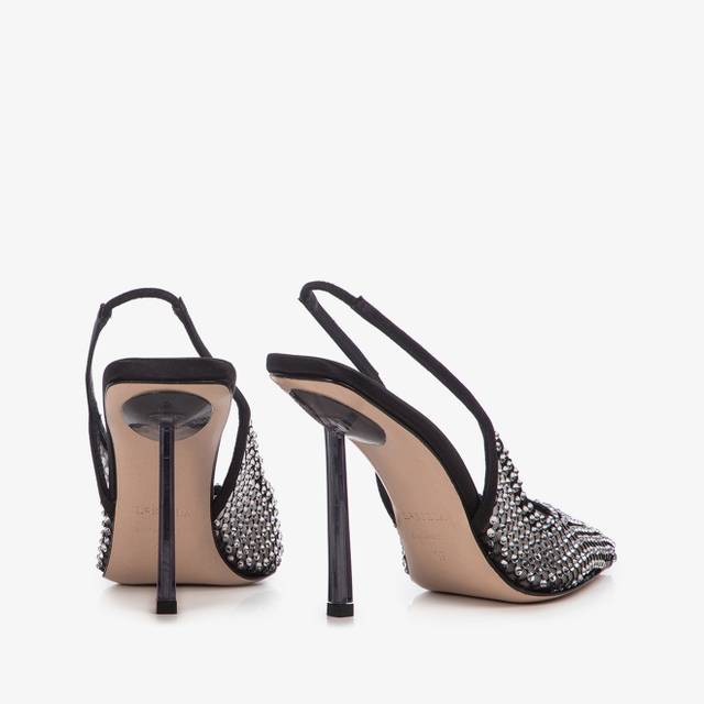 Le Silla Slingback gioiello rete nera Consegna Veloce