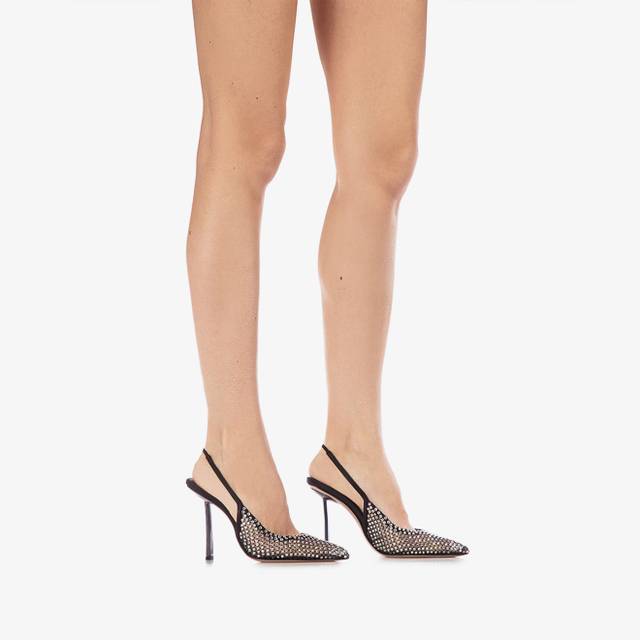 Le Silla Slingback gioiello rete nera Consegna Veloce