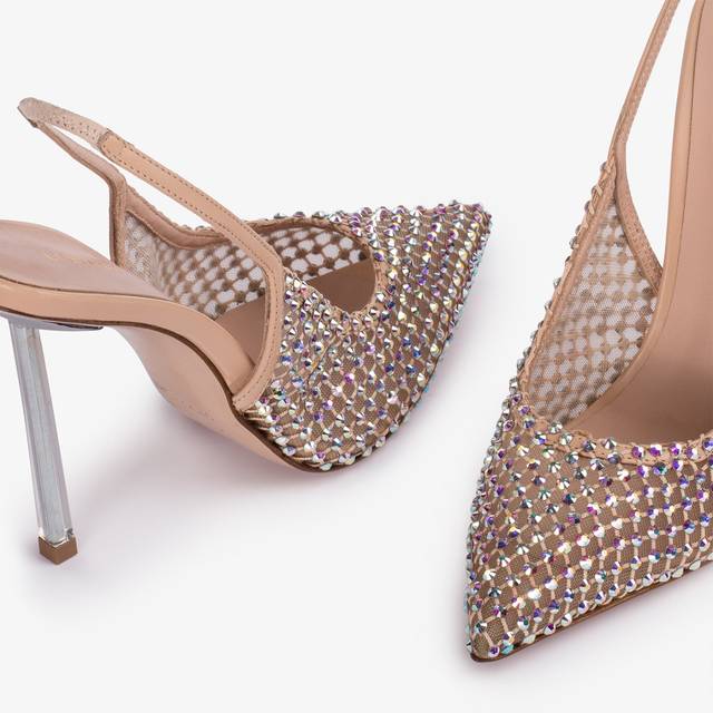 Le Silla Slingback gioiello rete nude skin Promozione Limitata