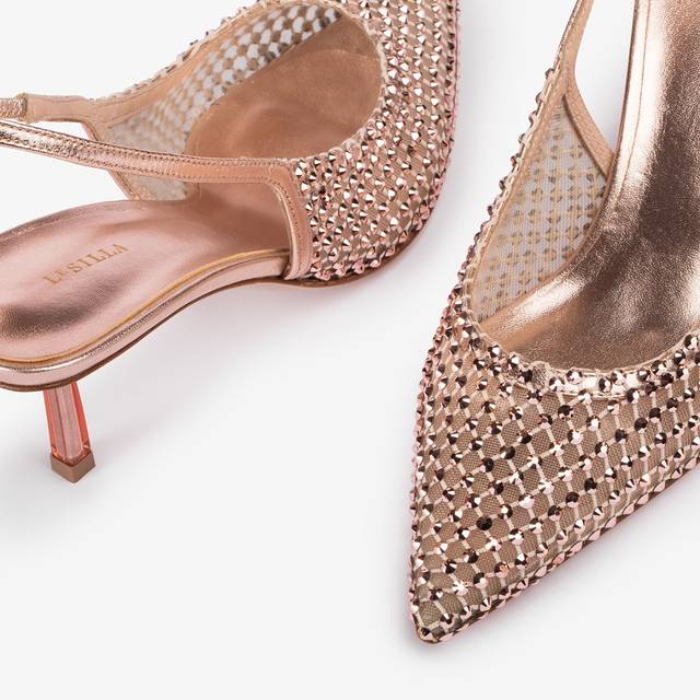 Le Silla Slingback gioiello rete oro rosa Shopping Online