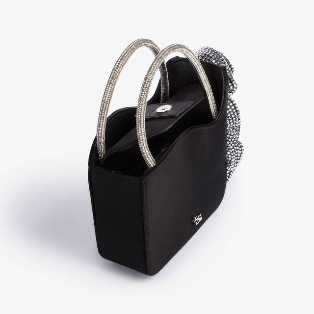 Le Silla Mini bag raso nero e Cristalli con rose gioiello Hotsell