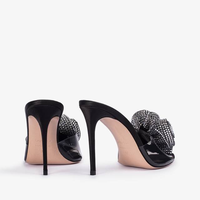 Le Silla Sandalo raso e plexy nero e Cristalli Vendita Calda