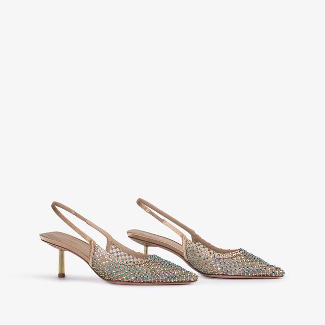 Le Silla Slingback gioiello rete oro e Cristalli iridescenti Shopping Online