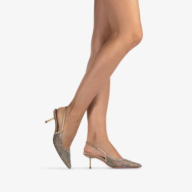Le Silla Slingback gioiello rete oro e Cristalli iridescenti Shopping Online
