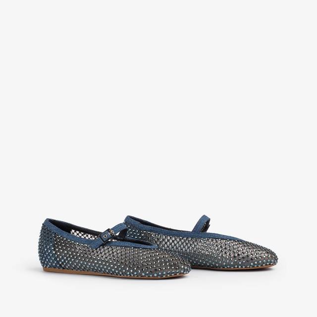 Le Silla Ballerina gioiello rete denim blu con Cristalli Offerta