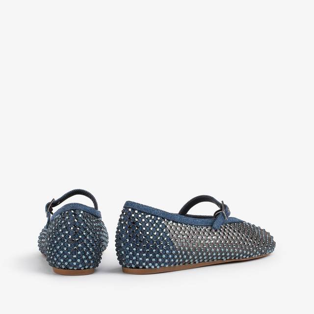 Le Silla Ballerina gioiello rete denim blu con Cristalli Offerta