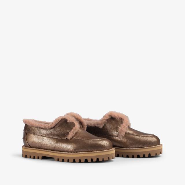 Le Silla Mocassino pelle laminata effetto vintage mordorè con fodera lapin Online