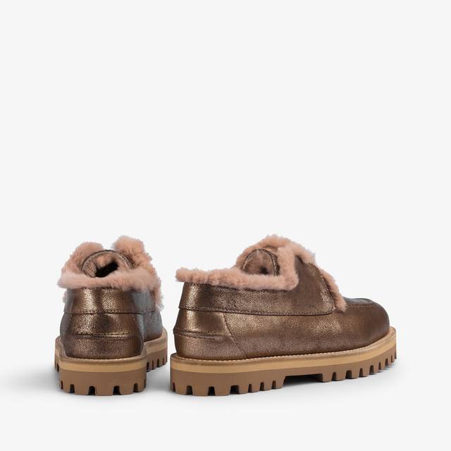 Le Silla Mocassino pelle laminata effetto vintage mordorè con fodera lapin Online