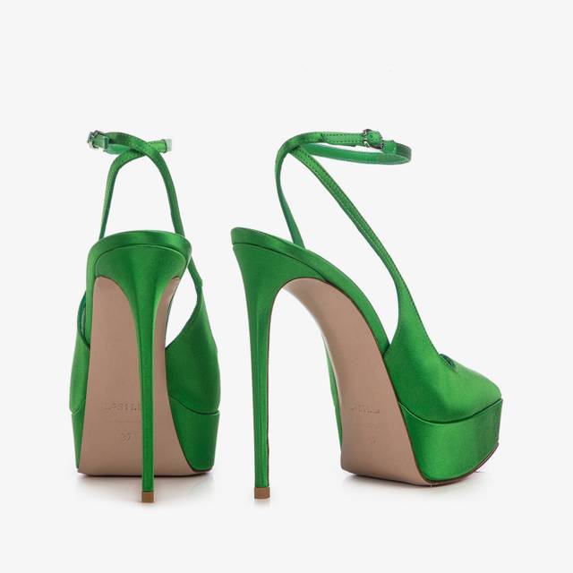 Le Silla Slingback con plateau raso verde emerald Vendite Flash