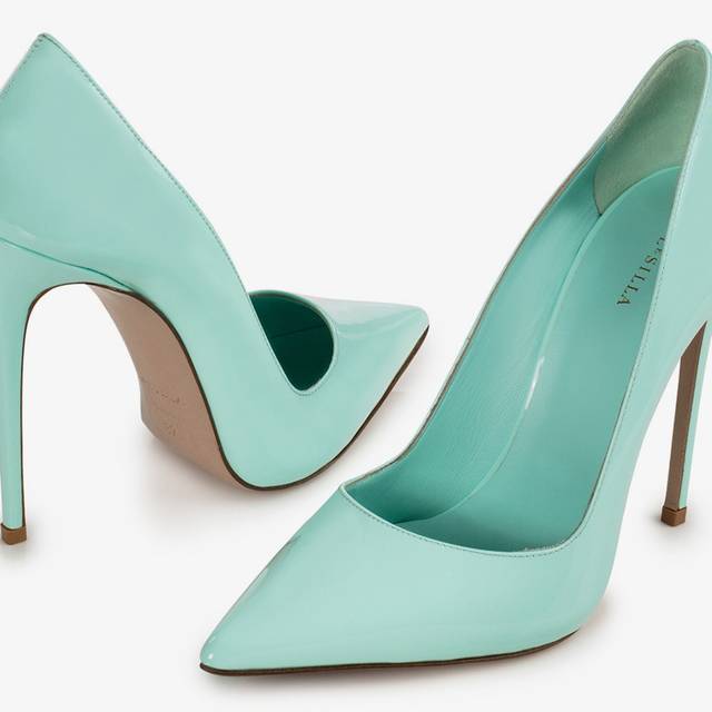 Le Silla Décolleté vernice azzurra pure water Italy