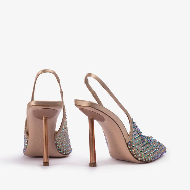 Le Silla Slingback gioiello rete oro e Cristalli iridescenti Italia