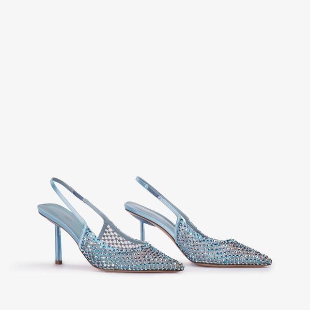 Le Silla Slingback gioiello rete azzurro cielo e Cristalli In Linea