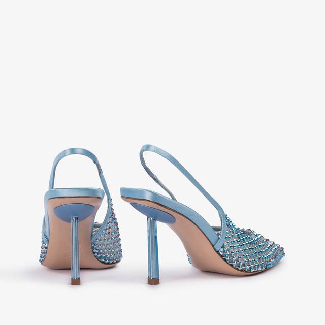 Le Silla Slingback gioiello rete azzurro cielo e Cristalli In Linea