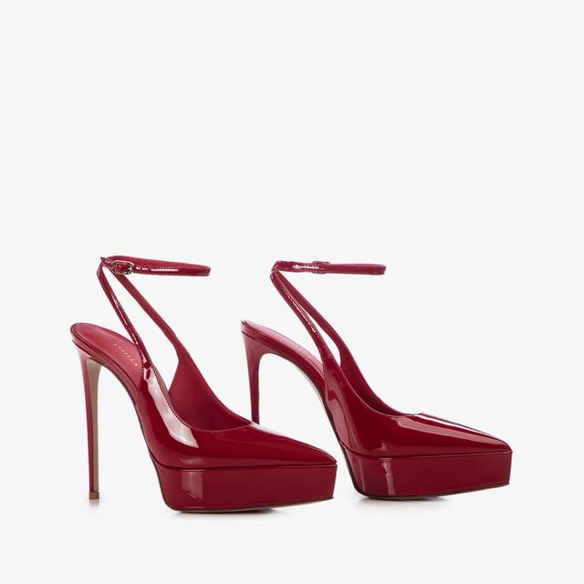 Le Silla Slingback con plateau vernice rossa Qualità