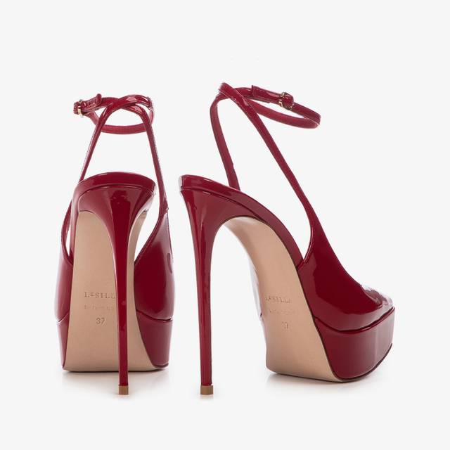 Le Silla Slingback con plateau vernice rossa Qualità