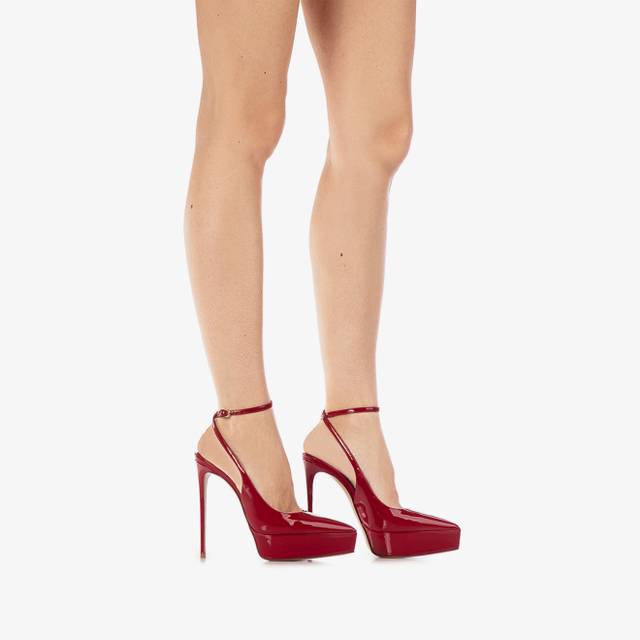 Le Silla Slingback con plateau vernice rossa Qualità