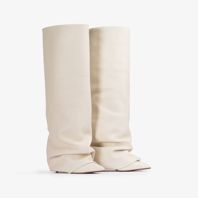 Le Silla Stivale con risvolto nappa bianco milk Negozi Online