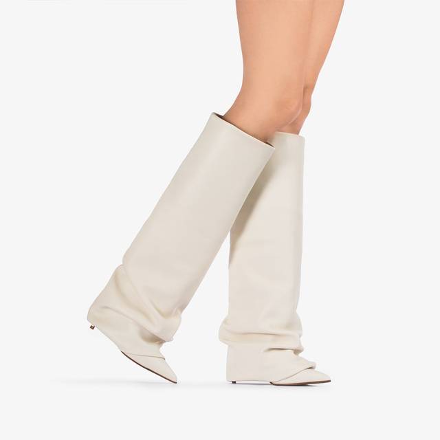 Le Silla Stivale con risvolto nappa bianco milk Negozi Online