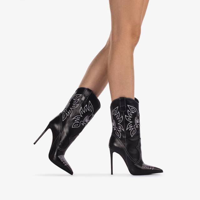 Le Silla Stivaletto d'ispirazione Western pelle nero Fino Al -60%
