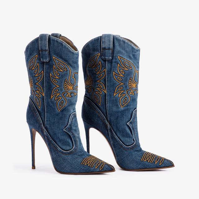 Le Silla Stivaletto d'ispirazione Western denim blu Shopping Online