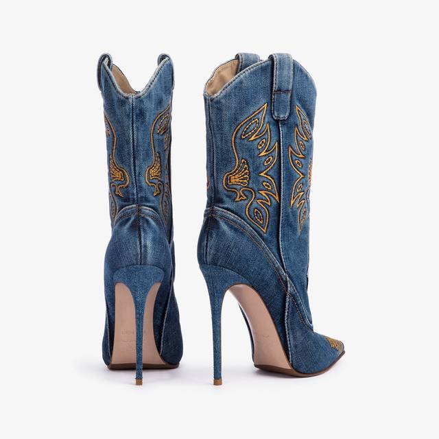 Le Silla Stivaletto d'ispirazione Western denim blu Shopping Online
